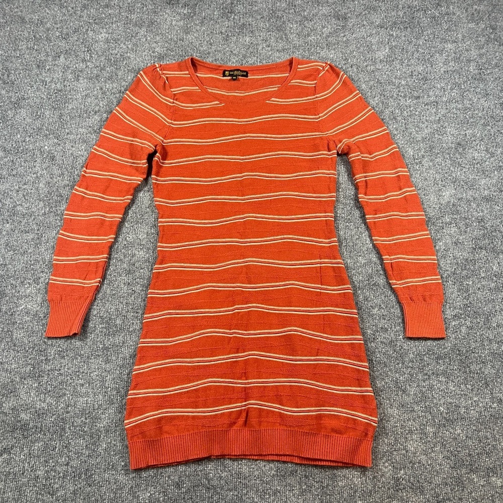 La Chapelle Sport Sweater Dress Womens 30 Orange‎ White Stripes Knit Casual Wear
